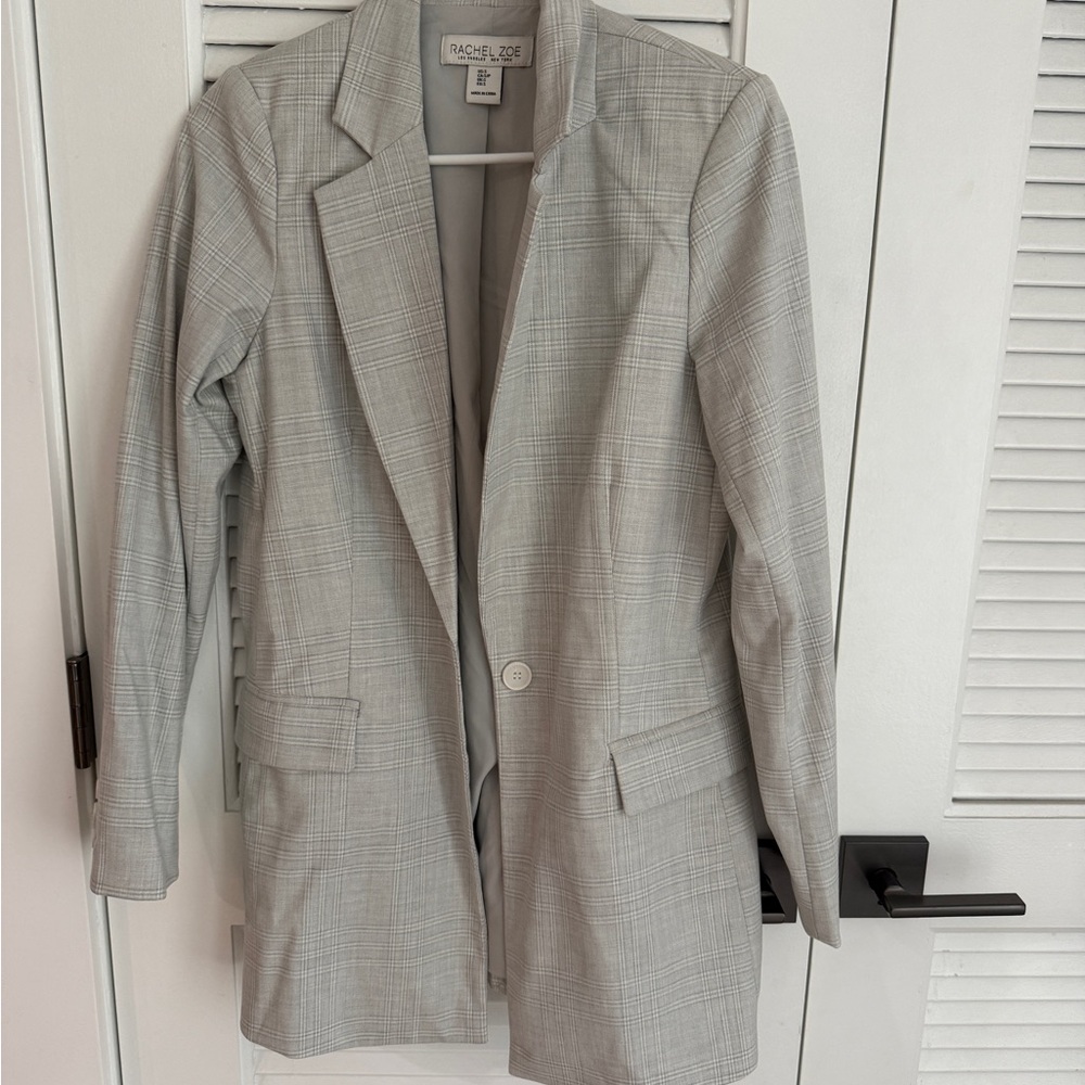 Rachel Zoe Women's Light Gray Plaid Blazer